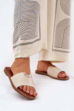 Dámské Pantofle Eko Kůže S Dekorativními Detaily Béžové Mevith 37