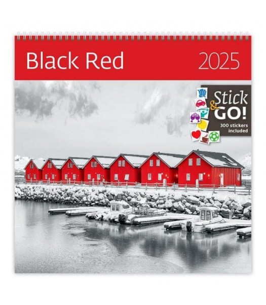 Kalendář nástěnný 2025 Black Red