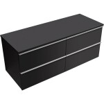 CERANO Koupelnová skříňka Velora - černá matná, úchytka chrom + deska pod umyvadlo Navira Slim - 18 mm - 120x54,8x46,5 cm