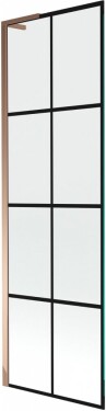 MEXEN/S - Next L vanová zástěna FIX 60 x 150, černá vzor, růžové zlato 895-060-000-03-77-60