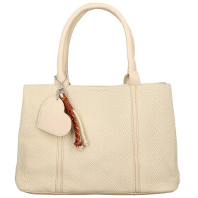 Módní dámská koženková kabelka do ruky Beatis, krémová