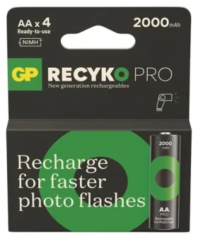 GP ReCyko Pro Photo Flash AA 2000 mAh, 4 ks / Nabíjecí baterie / NiMH / 500+ cyklů (1032224201)