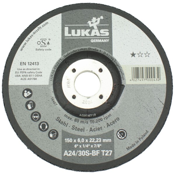 Kotouč brusný LUKAS, 150 x 6,0mm, 22,2mm, ocel