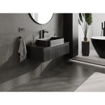 MEXEN/S - Rivel koupelnová skříňka pod umyvadlo 90 cm s deskou, 1 šuplík, reliéf , černá mat 91A20-09023-1-BFC71