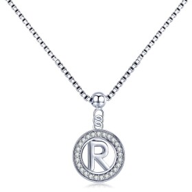 Stříbrný náhrdelník písmeno R - stříbro 925/1000, Stříbrná 45 cm R