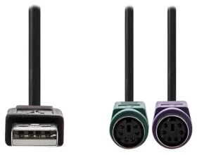 Nedis adaptér USB-A - 2x PS/2 černá / Adaptér / 480 Mbps / 30 cm (CCGB60830BK03)