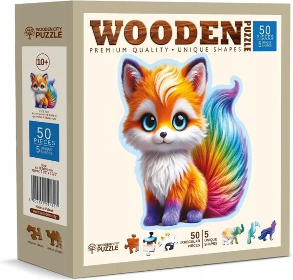Dřevěné puzzle Roztomilá liška 50 dílků