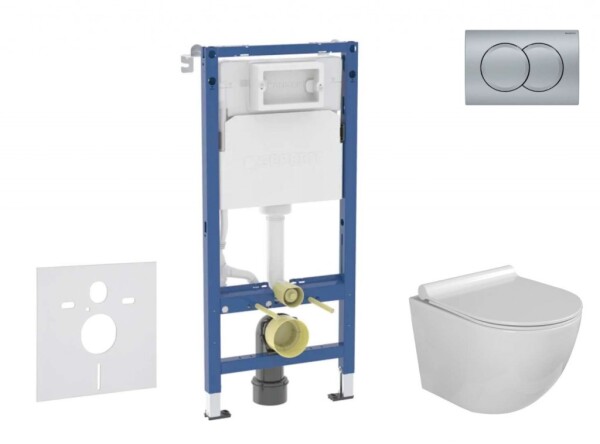 GEBERIT - Duofix Set předstěnové instalace, klozetu Gaia a sedátka softclose, tlačítko Delta01, matný chrom SANI11CA1119B