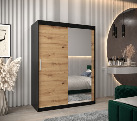 Šatní skříň Abi T2 Barva korpusu: Černá, Rozměry: 150 cm, Dveře: Dub artisan