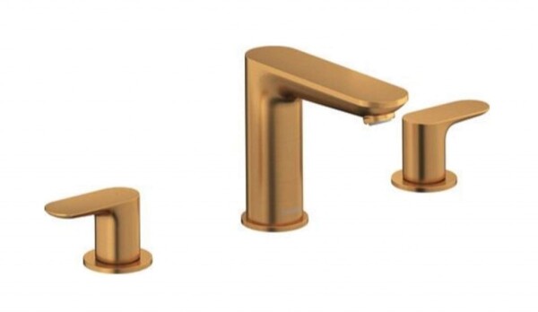DURAVIT - Wave Umyvadlová baterie s výpustí Push-Open, 3-otvorová instalace, kartáčovaný bronz WA1060005004