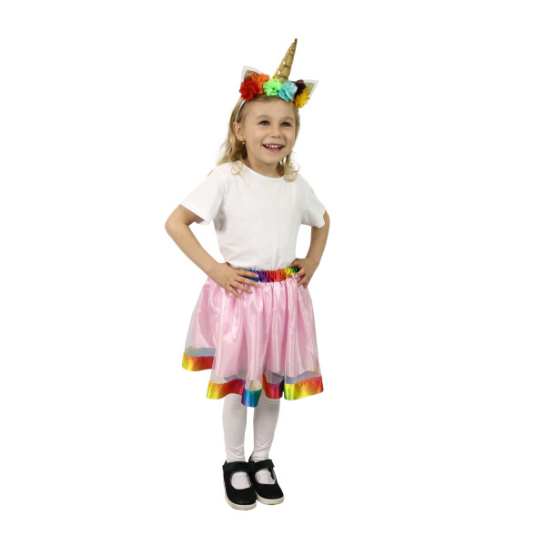 Dětský kostým - TUTU sukně jednorožec s čelenkou