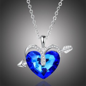 Náhrdelník Swarovski Elements Leanne - srdce, Modrá 40 cm + 5 cm (prodloužení)