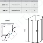 RAVAK - Chrome Čtvrtkruhový sprchový kout CSKK4-90, 880-900 mm, lesklý hliník/čiré sklo 3Q170C00Z1