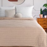 DumDekorace Meruňkový prošívaný přehoz na postel se lněnou texturou Šířka: 220 cm | Délka: 240 cm