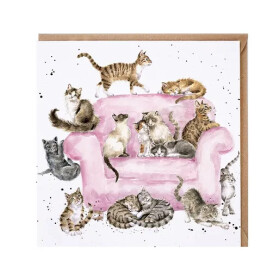Přání Wrendale Designs Cattitude, 15x15 cm - Kočky na sedačce