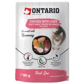 Ontario Kitten Kapsička kuře s játry v omáčce 80g (213-3531)