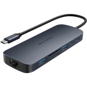 Hyper EcoSmart Gen. 2 USB-C Hub 11v1 černá / 2x USB-C / 2x USB-A / microSD / SD / Ethernet / jack 3.5 mm / 2x HDMI 4K (HY-HD4006GL)