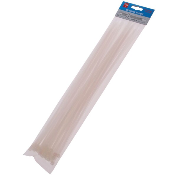 LEVIOR 23864 Pásek stahovací, 400 x 4,8mm, nylon, bílý, balení 50ks