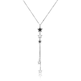 Ocelový náhrdelník Marica - chirurgická ocel, hvězdy, Stříbrná 40 cm + 5 cm (prodloužení)