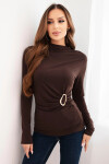 Dámská blůza z viskózy s nařasením a ozdobnou sponou hnědá UNI