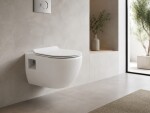 CERANO - WC závěsné Dure, Rimless - bezokrajové splachování + Slim/SoftClose sedátko - bílá lesklá - 51x35 CER-650938