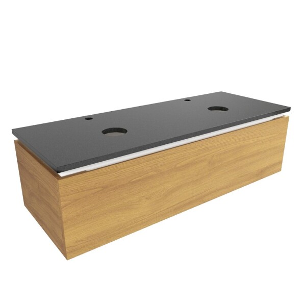 Koupelnová skříňka s žulovou krycí deskou SAT Feel 120x30x46 cm medový dub mat SATFEEL120DMZ SATFEEL120DMZ