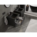 MEXEN/S - Rivel koupelnová skříňka 50 cm s umyvadlem Otis, 2 zásuvky, reliéf , černá mat 91A20-05047-2-BFF71-W18M71