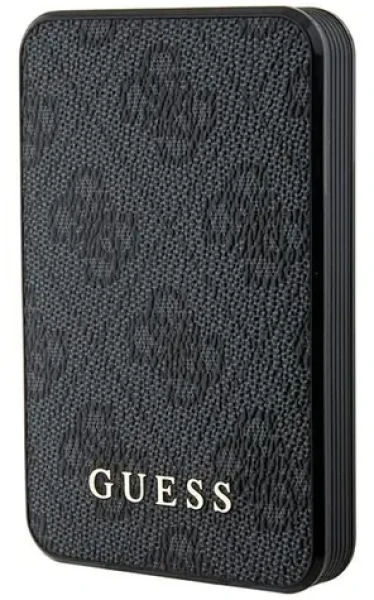 Guess PU 4G Leather Metal Logo černá / Powerbanka / 5000mAh / 15W (GUPB5LP4GEGK)
