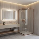 REA/S - Sprchový kout City 90x90 Brush Copper Se sprchovou vaničkou Savoy KPL-K6984