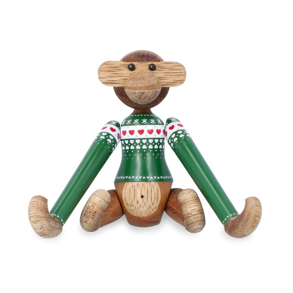 Kay Bojesen Dřevěná opička Monkey Christmas Jumper 2025 Mini, zelená barva, dřevo