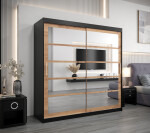 Šatní skříň Abi Ro2 Barva korpusu: Dub Sonoma, Rozměry: 250 cm, Dveře: Černá