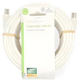 Nedis Koaxiální kabel IEC Coax bílá / Kabel / 75 Ohm / 120 dB / 4x stíněný / 15 m (CSGL40020WT150)