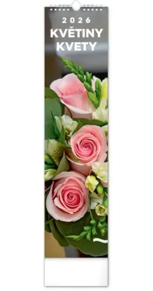 NOTIQUE Nástěnný kalendář Květiny – Kvety 2026, 12 x 48 cm (PGN-35755-L)