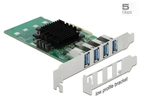 Delock PCIe x4 / Řadič USB / 4x USB 3.0 Typ-A / Nízkoprofilový (89048)