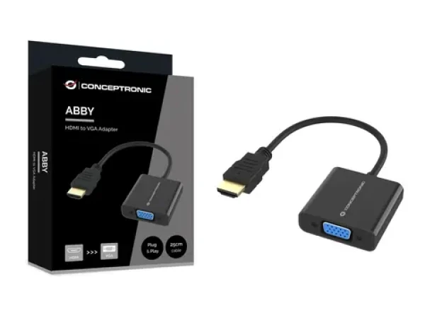 Conceptronic redukce HDMI - VGA černá / Redukce / 1920 × 1080 px / 60 Hz / 0,25 m (ABBY20B)