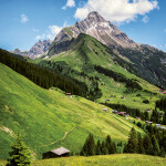 Nástěnný poznámkový kalendář Presco Group 2024 - Alpy, 30 × 30 cm - BEZ ČEŠTINY