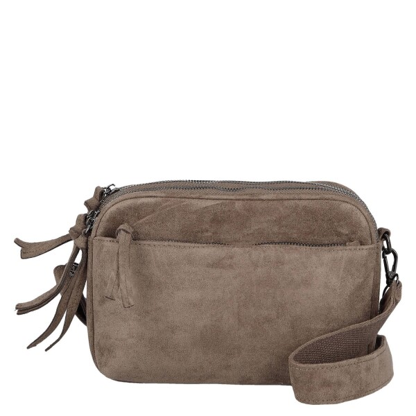 Semišová dámská crossbody kabelka Lory, šedo-béžová