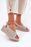 Dámské Kožené Sandály Na Klínu Vinceza 41476 Béžové 39