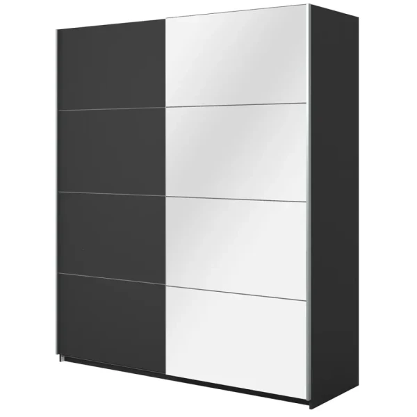 Skříň 200 cm Beta 57 černá/zrcadlo