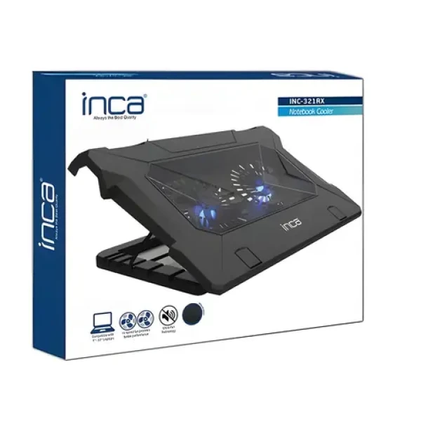 INCA INC-321RX / Chladicí podstavec pro notebook / 2× ventilátor / LED podsvícení / 2x USB / do 17 palců (INC-321RX)