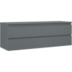 MEXEN/S - Rivel koupelnová skříňka pod umyvadlo 140 cm s deskou, 2 zásuvky, reliéf , grafit mat 91A20-14047-2-BFFC66