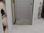 MEXEN - Roma sprchové dveře křídlové 70, transparent, zlatý se stěnovým profilem 854-070-000-50-00