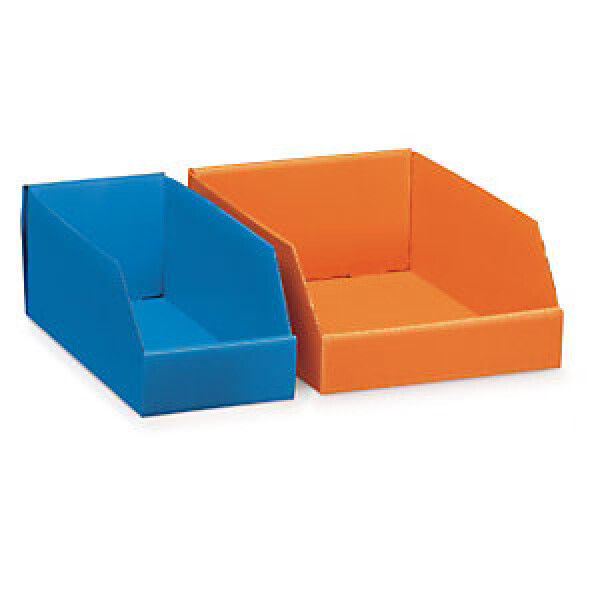 25 x Plastový regálový zásobník, skládací 380 x 90 x 105 mm, tmavě modrý, objem 2.8l, nosnost 5kg