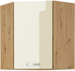 Horní rohová skříňka Artisan 60x60 GN-72 1F (45°) Barva korpusu: Dub artisan, Barva dvířek: Bílý lesk
