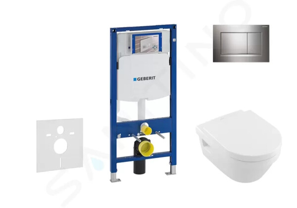 GEBERIT - Duofix Set předstěnové instalace, klozetu a sedátka Villeroy & Boch, tlačítka Sigma30, DirectFlush, SoftClose, CeramicPlus, chrom 111.300.00.5 NB6