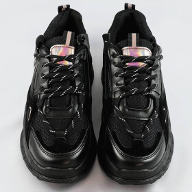 Černé šněrovací boty se podrážkou model 17225216 C'M Paris Barva: odcienie czerni, Velikost: XL (42)