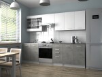 FRONTI Kuchyňská linka PAMELA 260x200 - Bílá + beton - Rychle dodání
