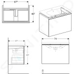 GEBERIT - Acanto Skříňka pod umyvadlo 750 mm, pískově šedá 500.611.JL.2