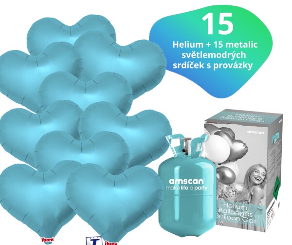 Helium set - helium a balónky IBREX srdce modré 15 ks - Balonky.cz Helium set - helium a balónky IBREX srdce modré 15 ks - Balonky.cz