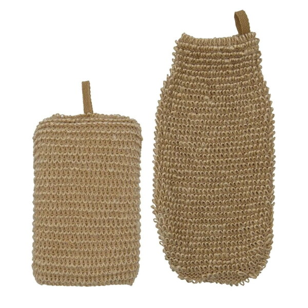Meraki Sada na mytí a masáž těla Jute Nature, přírodní barva, textil
